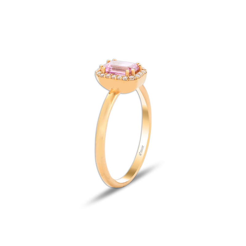 1.13 Karat Pırlanta Pembe Safir Yüzük - 2